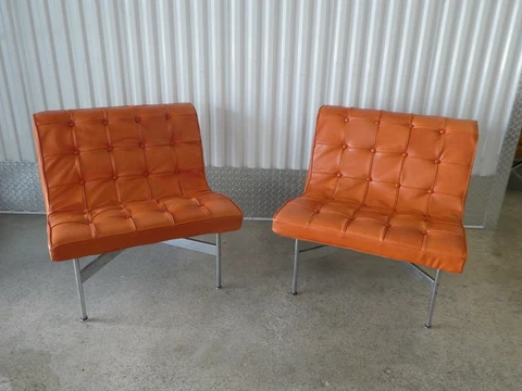 PAIR OF MID CENTURY KATAVALOS KELLEY AND LITTELL LAVERNE LOUNGE CHAIRS RESTORED Cover