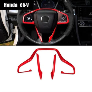 For Honda CRV CR-V 2017-2020 Red Style Interior Steering Wheel Decorative Trim - Picture 1 of 4