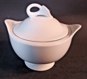 Mikasa Classic Flair White Sugar bowl with open handle on lid - Picture 1 of 7