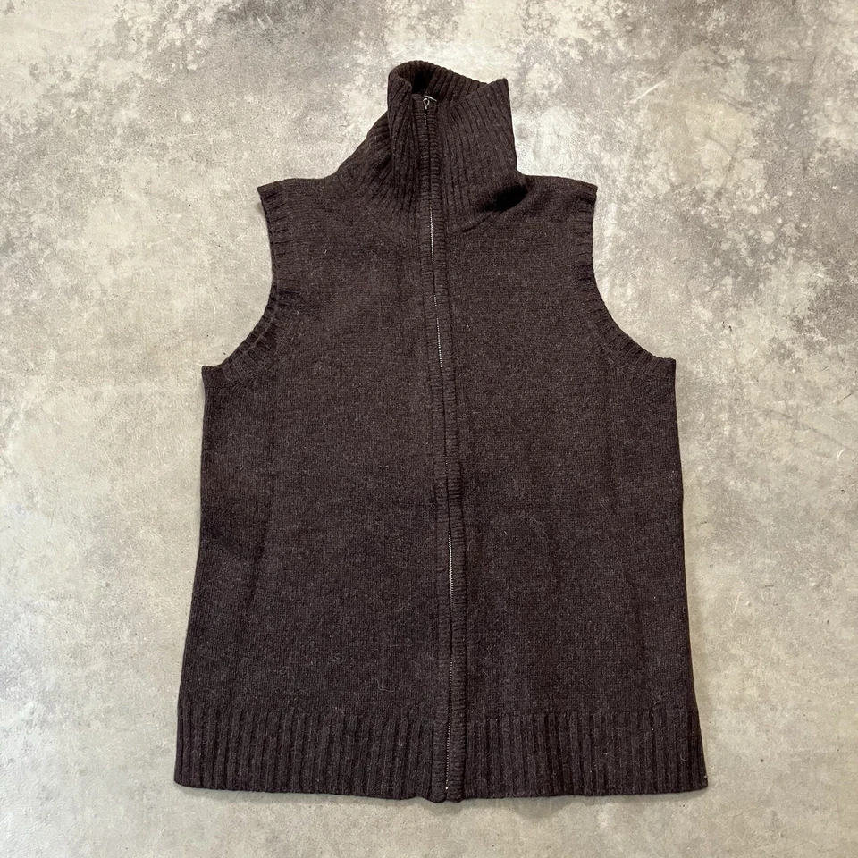 Suéter Rafaella Mujer Mediano Marrón Lana de Cordero Cremallera Cárdigan De Colección Cuello Alto Foto 1 de 4