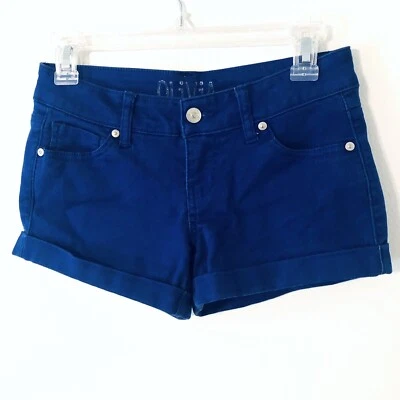 Pantalones cortos dELiAs Olivia para mujer azul/púrpura elásticos con puños talla 3 junior Foto 1 de 4