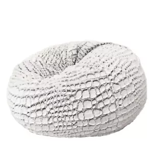 New Ivory & Deene Fur Beanbag Cover Soft Silver White Cashmere Bean Bag Lounge - Picture 1 of 7