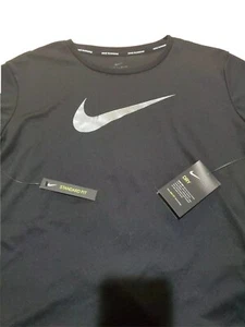 Nike Women's Miler Top Dry-Standard Fit Nike Running Shirt Black/Grey NWT Medium - Picture 1 of 5