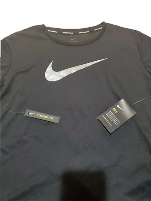 Nike Women's Miler Top Dry-Standard Fit Nike Running Shirt Black/Grey NWT Medium - Image 1 of 4