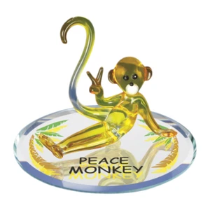 Peace Monkey Glass Figurine Jungle Animal Handmade Valentines Gift Home Decor - Picture 1 of 3