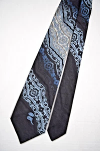 Neck Tie VTG Countess Mara 60s Paisley River Stripe Black Brocade Tie 55 x 3.75" - Picture 1 of 7
