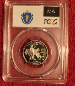 2000 s silver Massachusetts statehood quarter PCGS PR 69 DCAM (flag label) - Picture 1 of 2