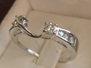 Enhancer Wrap 1.10Ct Lab Created Diamond Wedding Band Ring 14K White Gold Finish - Picture 1 of 3