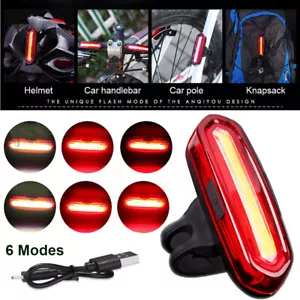 USB Rechargeable LED Bicycle Cycling Tail Light Bike Rear Warning Light 6 Modes - Picture 1 of 12