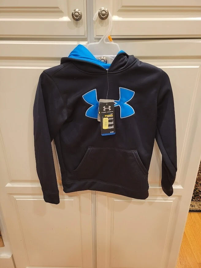 Boys Under Armour 2pc Outfit Gray/org Hoodie Pants ColdGear YSM 8 Ship