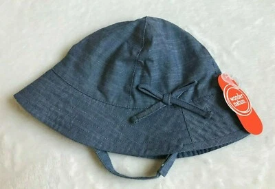 Wonder Nation Girls Toddler Chambray Sun Hat With Strap And Bow Accent One Size - Image 1 of 4
