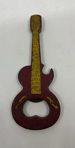 Vintage Cast Iron Guitar Bottle Opener Wall Decor Bar Tool Hand Painted Red/Yell - Picture 1 of 9