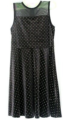 BLACK VELOUR DRESS Girls 12 Gold Dot Sleevele...