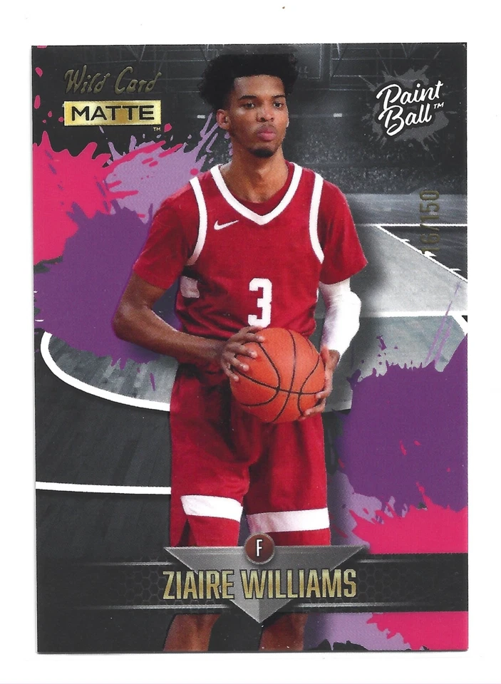 /150 2022-23 Wild Card Matte Draft Paintball Black #PB-24 Ziaire Williams RC - Image 1 of 1