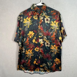 Zara Mens Relaxed Fit Botanical Print Short Sleeve Shirt Size Medium - Picture 1 of 7