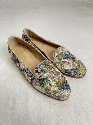 Mocasín Betunia para mujer US 9 dorado floral bordado sin cordones Foto 1 de 4