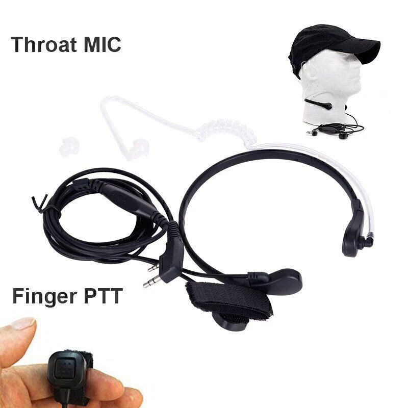 MARKENLOS 1* Kehlkopfmikrofon Headset Finger PTT Für Baofeng UV5R 888s Radio Walkie Talkie