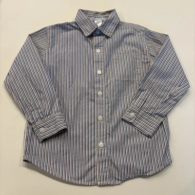 Janie and Jack Boys 5T Button Dress Shirt - Blue & Red Stripes - Image 1 of 4
