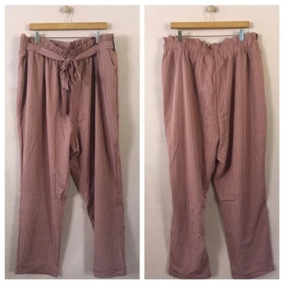 Calça Charlotte Russe+ rosa listrada bainha algemada nova com etiquetas tamanho 3X - Imagem 1 de 4
