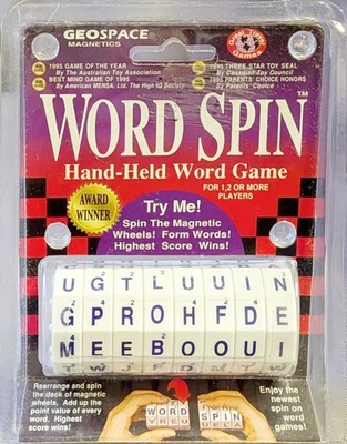 Vintage WORD SPIN Scramble Hand-Held Game Brain Teaser Puzzle Geospace 1996 - Image 1 of 4