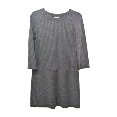 J Jill Ponte Dress XS Grey Pinstripe Shift 3/4 Sleeve Career Minimalist Classic - Image 1 of 4