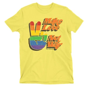 Hombre Mujer GAY T-Shirt Make LOVE NOT WAR 70s Retro Vibe Pride Clothing Gift - Imagen 1 de 3