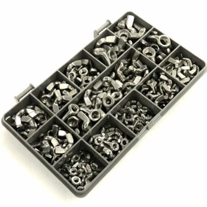 160 ASSORTED PIECE A2 STAINLESS STEEL M3 M4 M5 M6 M8 WINGNUTS BUTTERFLY KIT - Picture 1 of 2