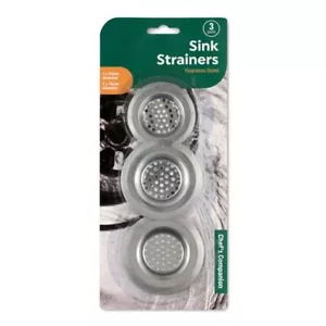 3Pcs Sink Strainer Stainless Steel Kitchen Filter Heavy Weight Design Bath Drain - Picture 1 of 1
