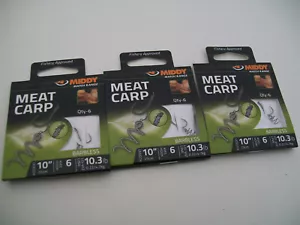 3 packets x Middy Meat Carp Hooks To Nylon with Bait Screw . Sizes 6 or 14. - Picture 1 of 4