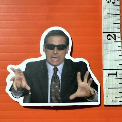 N1 Michael Scott Wearing Sunglasses With Hands Out Sticker Decal Funny The Office