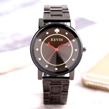 Very Smart KEVIN Black  Faced Quartz Watch Black Stainless Steel Strap c