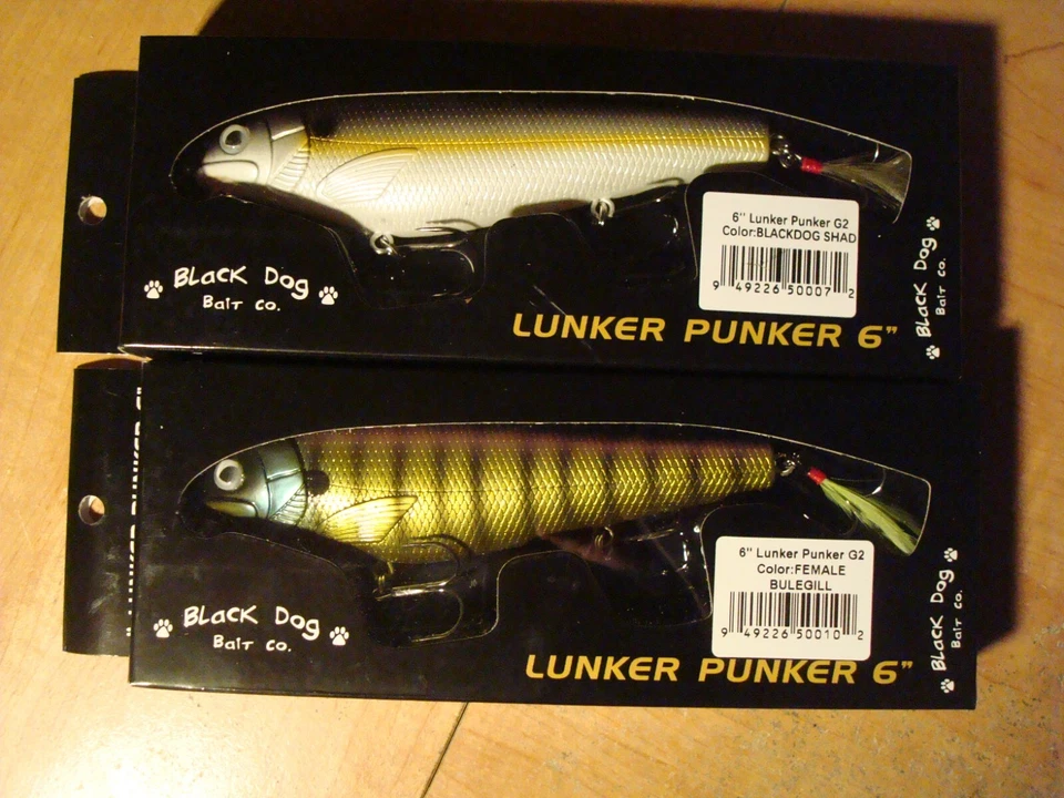 Black Dog Bait Co G2 6 inch Lunker Punker choose 2 color Bluegill Black Dog Shad - Image 1 of 1
