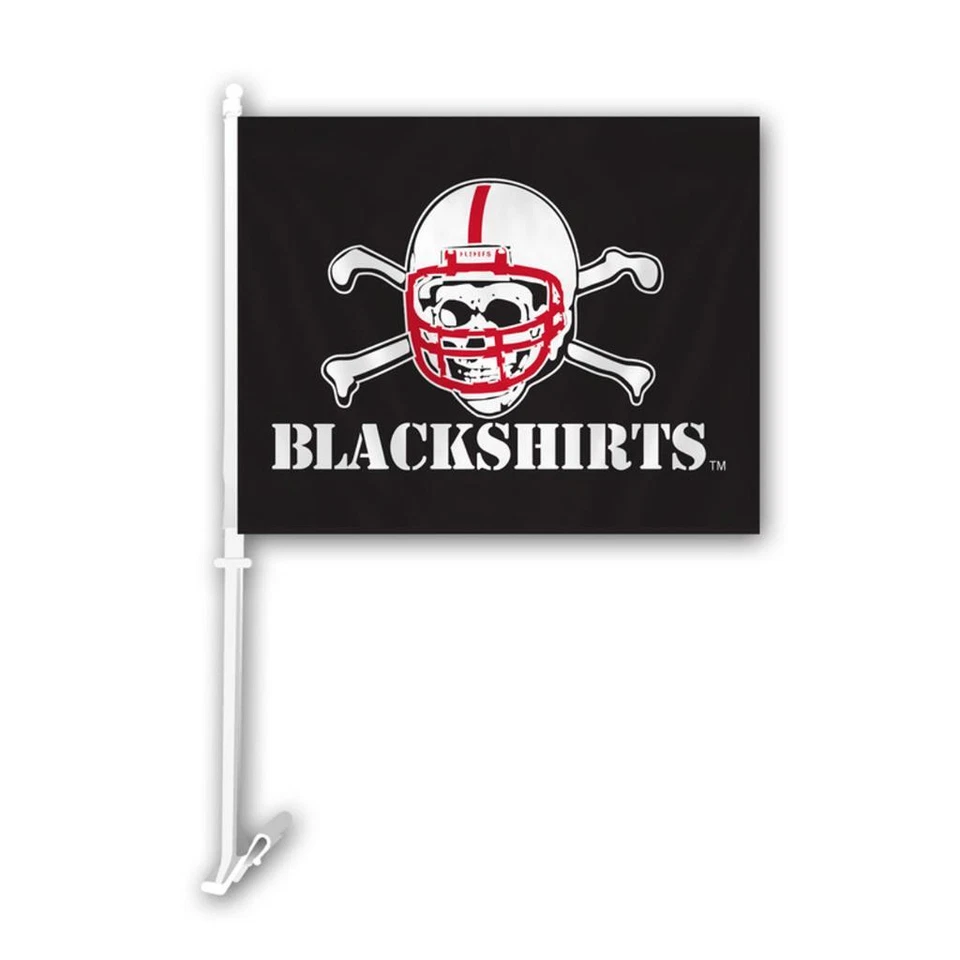 Nebraska Cornhuskers Blackshirts Car Flag with Pole [NEW] Truck Tailgate 11x15 - Image 1 of 1