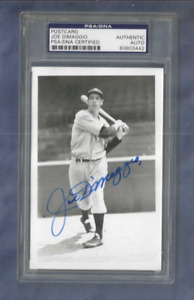 Joe DiMaggio New York Yankees Baseball Autographed Brace Postcard Photo PSA SLAB