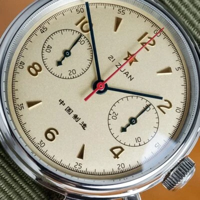 Seagull 1963 ST1901 Venus 38 mm cronógrafo zafiro, parte posterior de la exhibición, 2 correas nuevo en caja Foto 1 de 4