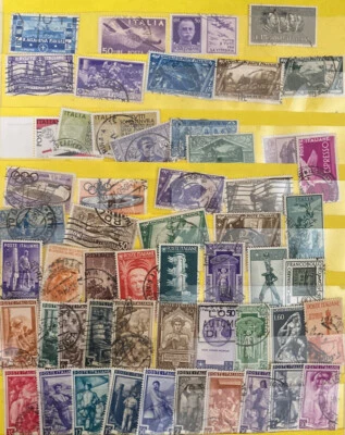 Италия: лот из 50 плюс, разные, бывшие в употреблении, старые марки. Лот # 06-102904 - Изображение 1 из 3