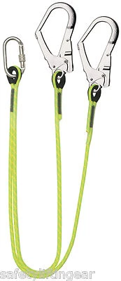 2 Leg Height Safety Twin Tail Restraint Protection Fall Lanyard Scaffold Hooks - Image 1 of 3