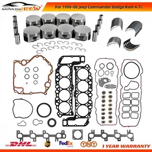 Head Gasket Set Piston Engine Bearings For 1999-08 Jeep Commander Dodge Ram 4.7L - Picture 1 of 10