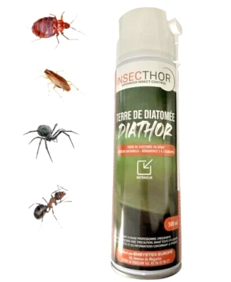 BOMBE SPRAY TERRE DE DIATOMEE ANTI-INSECTES CAFARDS PUNAISES DE LIT 100% NATUREL - Photo 1/4
