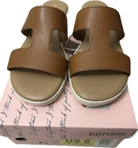 Kensie Ladies' Size 6, Elena H Band Sandal, Brown, Flexible Outsole, Padded.  - Picture 1 of 4