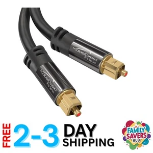 10ft TOSLINK Optical Audio Cable with 24K Gold-Plated Connectors - Fiber Optic - Picture 1 of 10