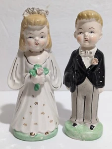 Vintage Bride & Groom Wedding Cake Topper Figurine Set Ceramic Japan Newlyweds - Picture 1 of 7