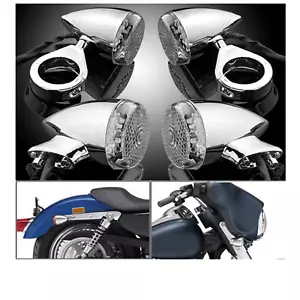 Chrome 41mm LED Turn Signal Indicator Light Harley Dyna Softail XL VROD - Picture 1 of 6