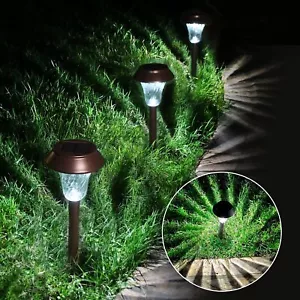 Bronze Solar Path Light, Set of 6, with Glass Lens, Metal Ground Stake, and E... - Picture 1 of 8