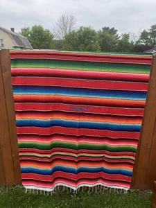 Hot Rod Interior Authentic Mexican Indian Blanket Seat Cover Track Picnic 58x84 - Picture 1 of 4