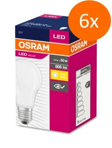 6er-Pack Osram LED Value Classic A60 E27 8.5W 2700K warmweiß LED 60W Glühbirne - Bild 1 von 4