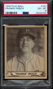 PSA 6 - 1940 Spielball #167 Frankie Frisch Pittsburgh Pirates HOF - Bild 1 von 2