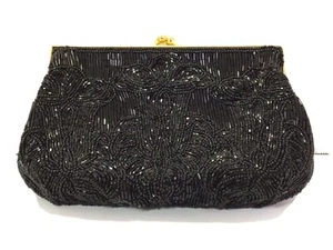 VALERIE STEVENS Evening Bag Purse Clutch Beaded Formal Special Occasion Black - Picture 1 of 7