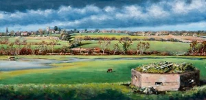 ORIGINAL HUGH BEATTIE "Fordham Valley" colne Hythe Essex landscape OIL PAINTING - Picture 1 of 1