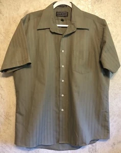 David Taylor Shirt Men XL 16.5 Green Stripe Short Sleeve Pocket Single Needle - Picture 1 of 10